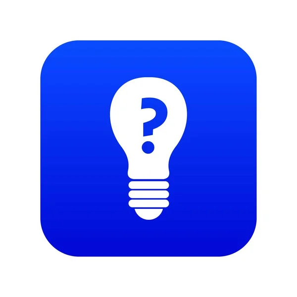 Lâmpada com ponto de interrogação dentro ícone digital azul — Vetor de Stock