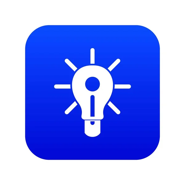 Ícone de lâmpada brilhante azul digital — Vetor de Stock