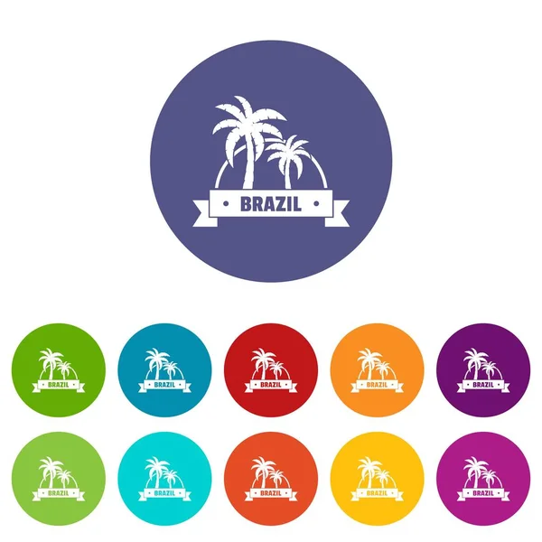 Brésil icônes de palmier ensemble couleur vectorielle — Image vectorielle