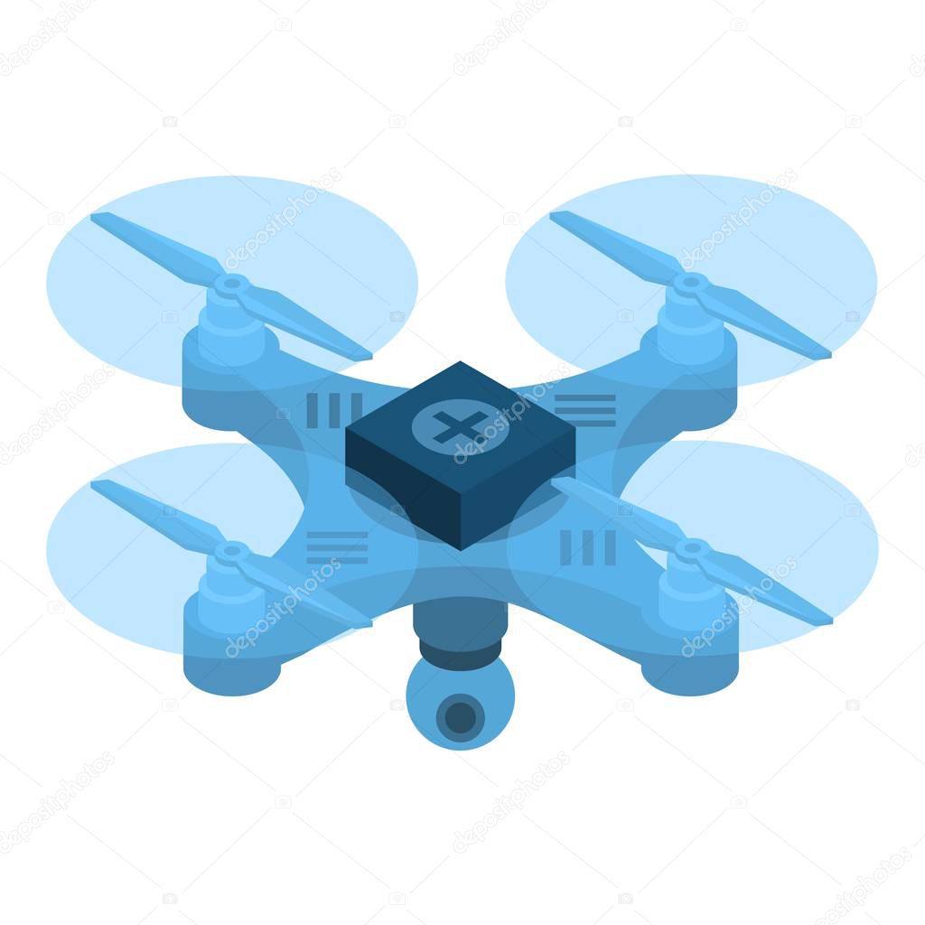 First aid drone icon, isometric style