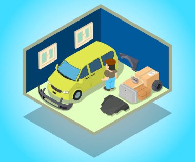 Ambar kavramı afiş, izometrik stili