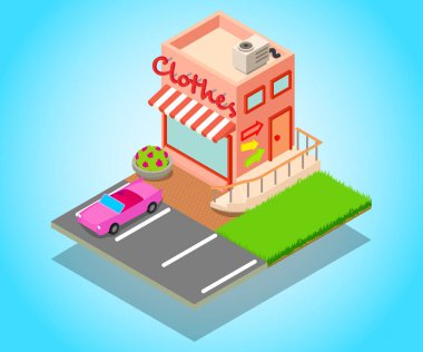 Giyim konsept afiş, izometrik stili