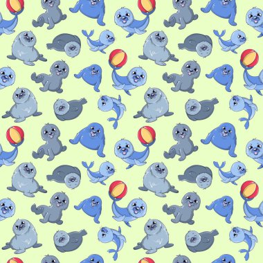 Seal pattern seamless. Cartoon of seal vector pattern seamless for web, poster and wrapping paper clipart svg vector 