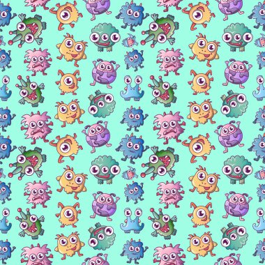 Canavar desen sorunsuz, karikatür tarzı