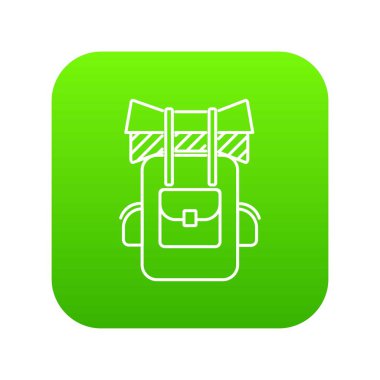 Turist sırt çantası yeşil simge vektör