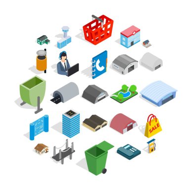 Hangar Icons set, izometrik stili