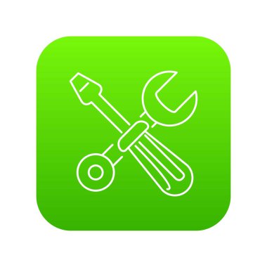 Tornavida ve İngiliz anahtarı simgesi yeşil vektör