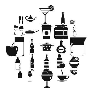 Çanak çömlek Icons set, basit tarzı