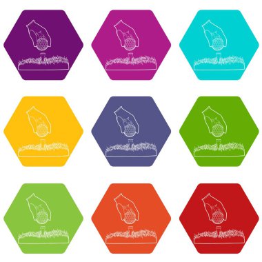 9 vektör Golf topu Icons set