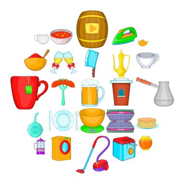 Yemek simge seti, karikatür tarzı