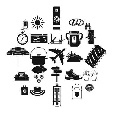 Beklenen tatil Icons set, basit tarzı