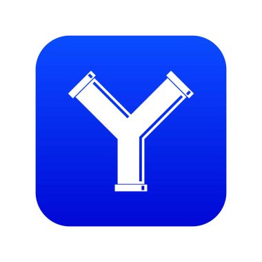 Ortak boru formu Y harfi simgesi dijital mavi