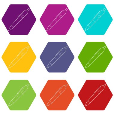 9 vektör casus kalem Icons set