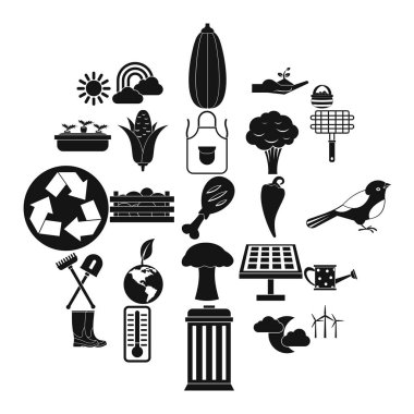 Sebze dükkanı Icons set, basit tarzı