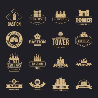 Kuleleri kaleler logo Icons set, basit tarzı