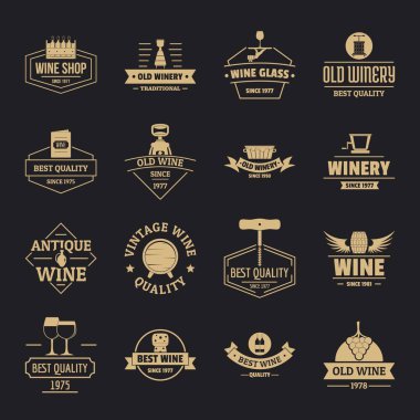 Şarap logo Icons set, basit tarzı