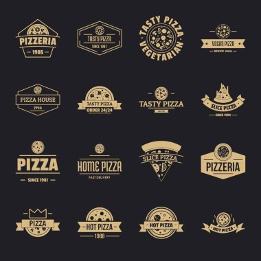 Pizzacı logo Icons set, basit tarzı