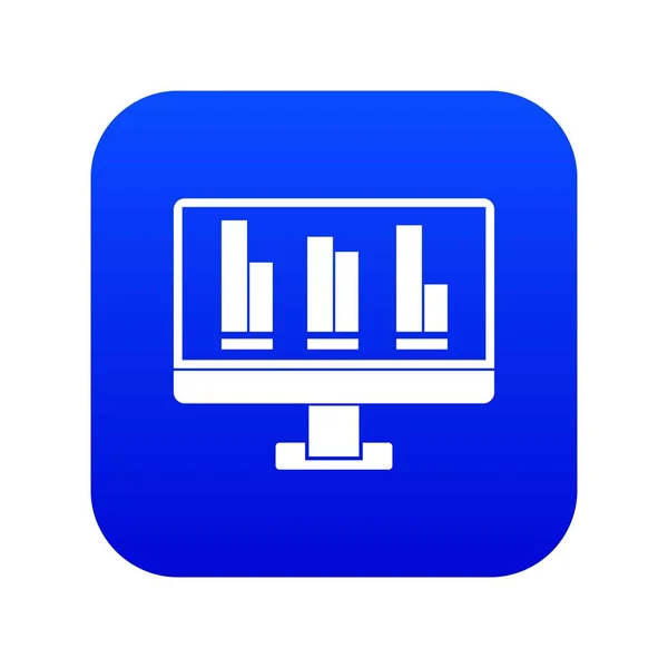 Gráfico de negocios en la pantalla del ordenador icono azul digital — Vector de stock