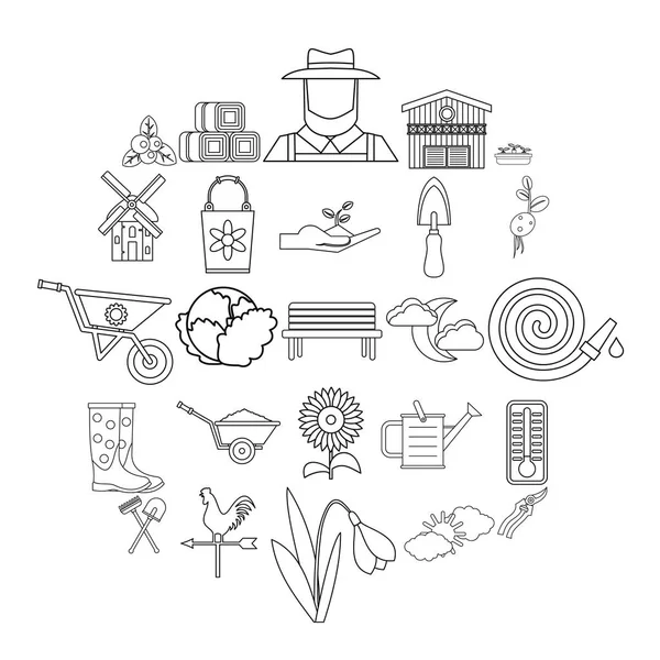 Sebze Gıda Icons set, anahat stili