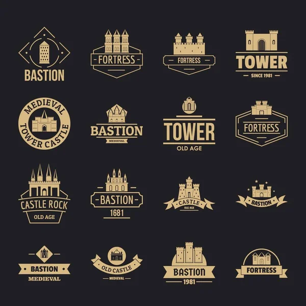 Towers castles logo icons set, simple style — Stock Vector