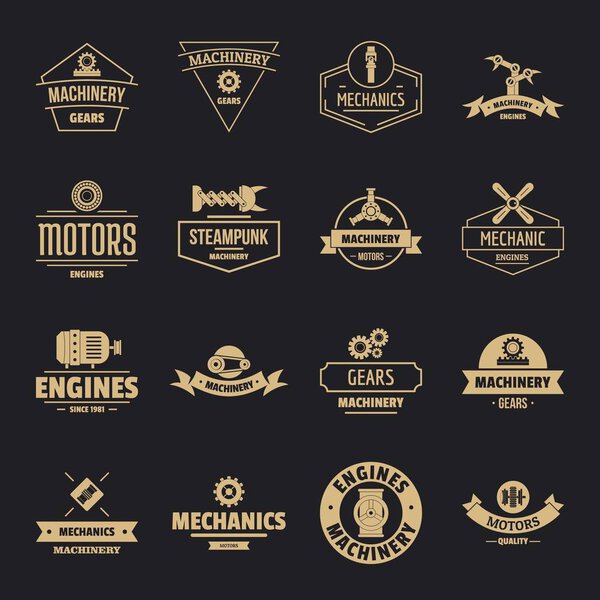 Mechanics logo icons set, simple style