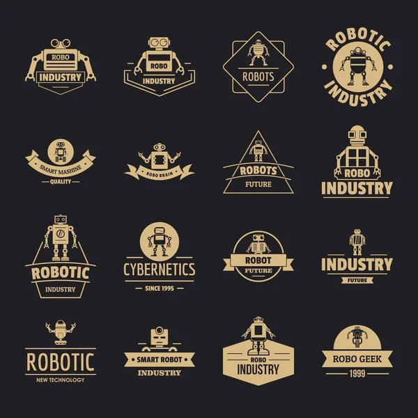 Conjunto de iconos de logotipo de robot, estilo simple — Vector de stock