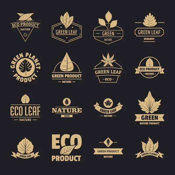 Conjunto de iconos de logotipo de hoja ecológica, estilo simple — Archivo Imágenes Vectoriales