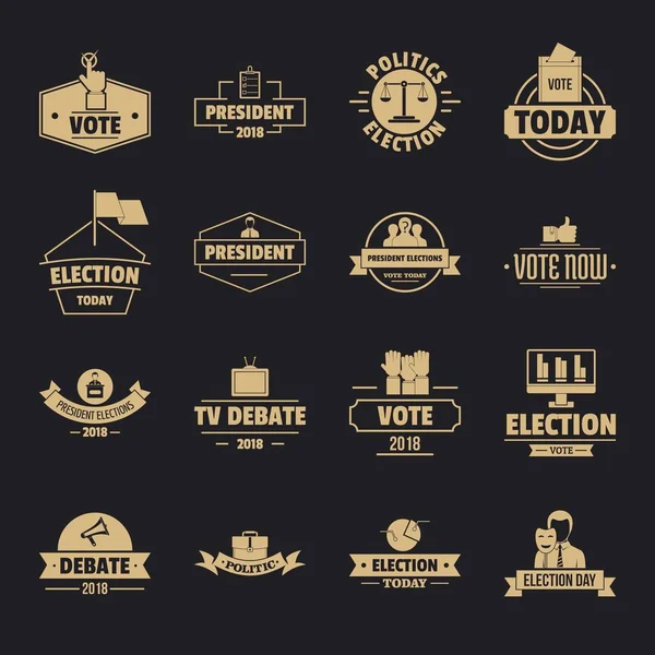 Wahl Wahl Logo Symbole gesetzt, einfacher Stil — Stockvektor