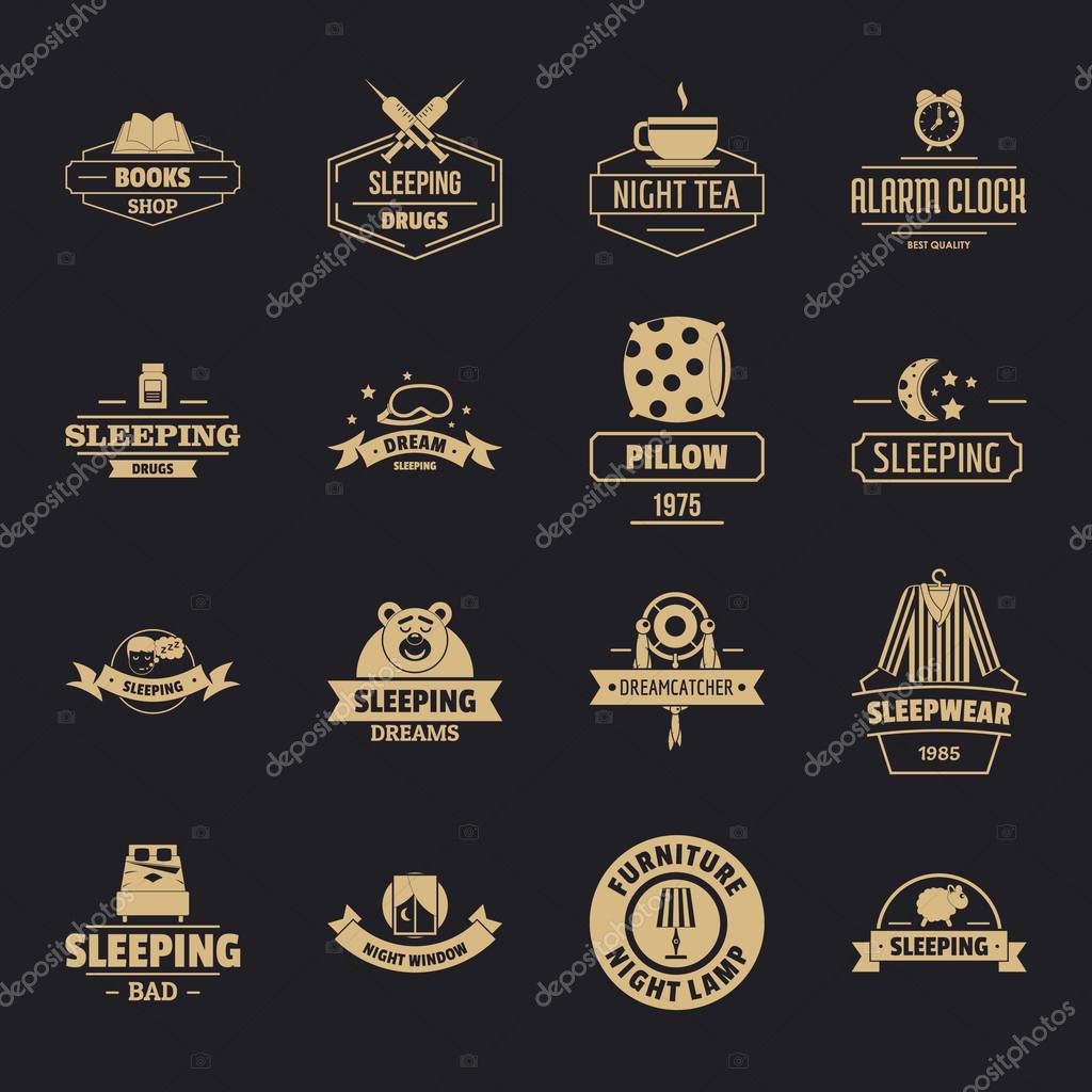 Sleep logo icons set. Simple illustration of 16 sleep logo vector icons for web