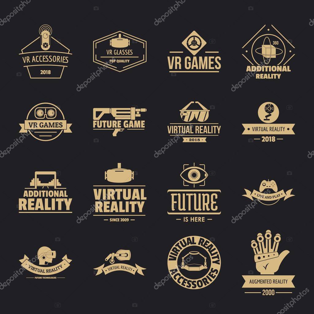 Virtual reality logo icons set. Simple illustration of 16 virtual reality logo vector icons for web