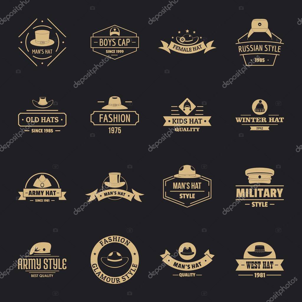 Headdress hat logo icons set. Simple illustration of 16 headdress hat logo vector icons for web