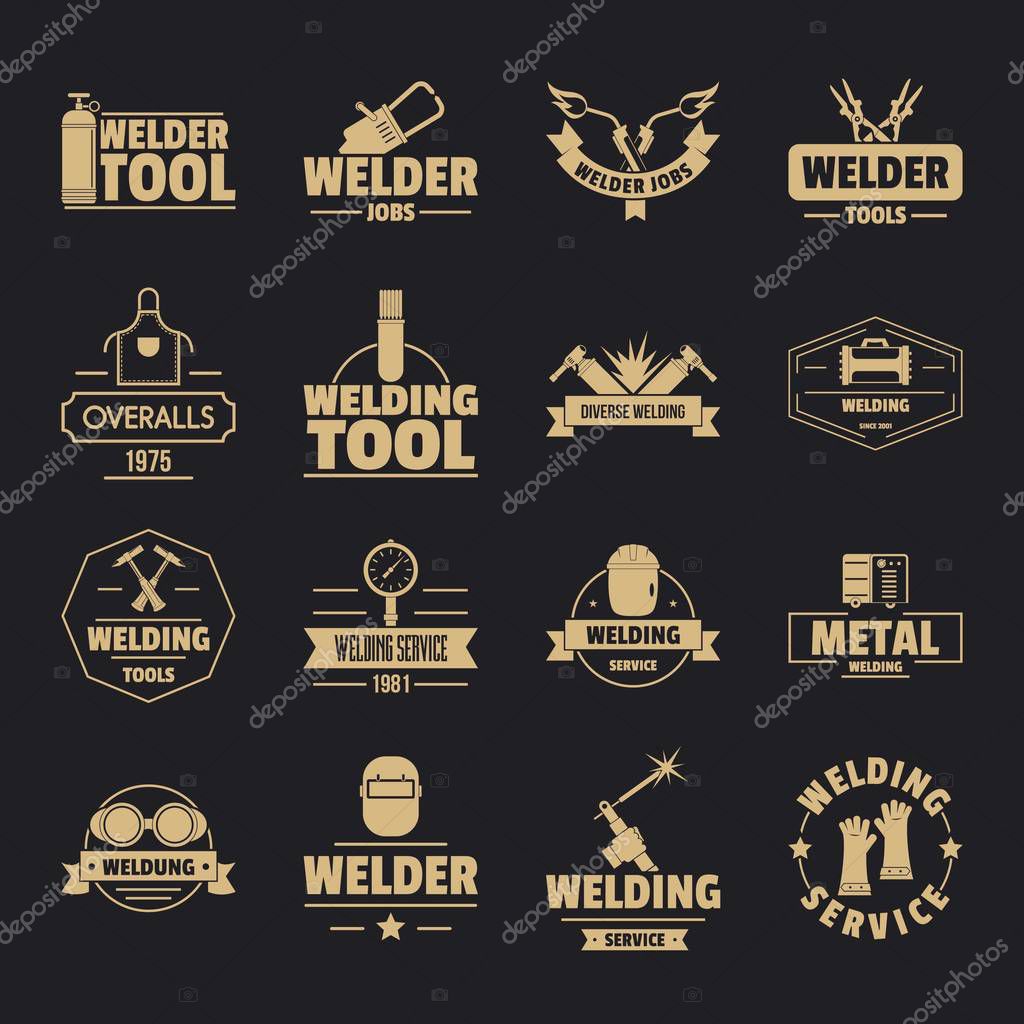 Welding logo icons set. Simple illustration of 16 welding logo vector icons for web