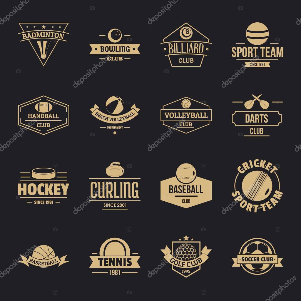 Sport balls logo icons set. Simple illustration of 16 sport balls logo vector icons for web