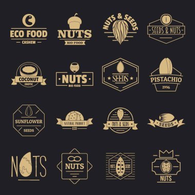 Fındık tohum logo Icons set, basit tarzı