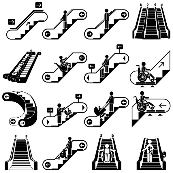Ensemble d'icônes escalator, style simple — Image vectorielle