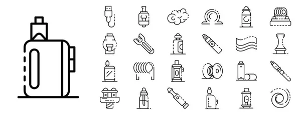 Ensemble d'icônes de cigarette électronique, style contour — Image vectorielle
