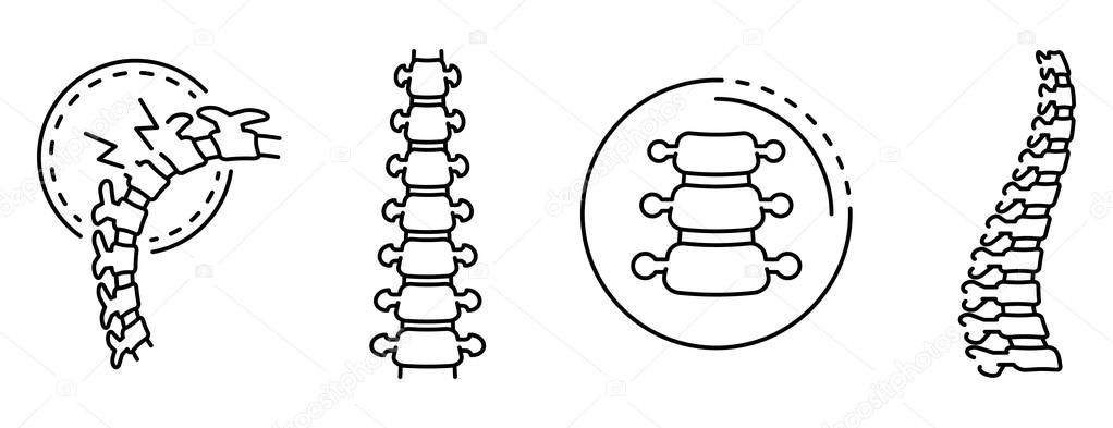 Spine icon set, outline style