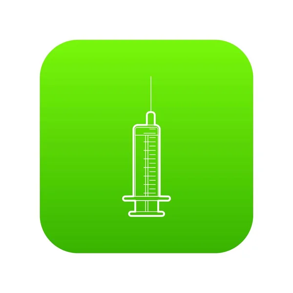 Met naald pictogram groen vector syringe — Stockvector