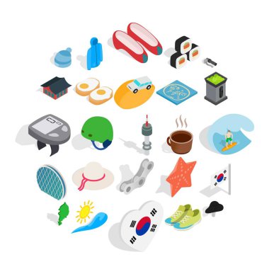 Hayat pozisyon Icons set, izometrik stili