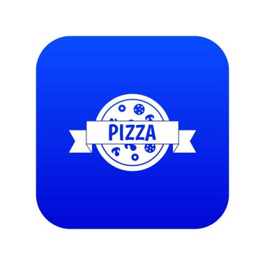 Pizza Etiket Şerit simge dijital mavi