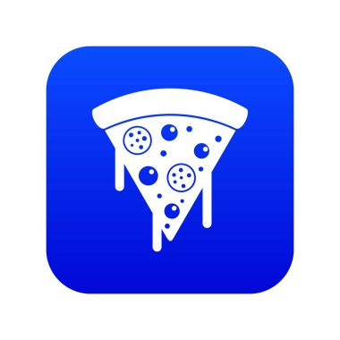 Dilim pizza salam, eritilmiş peynir simgesi dijital blue ile