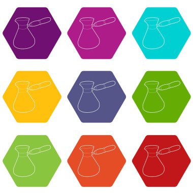 9 vektör cezve Icons set