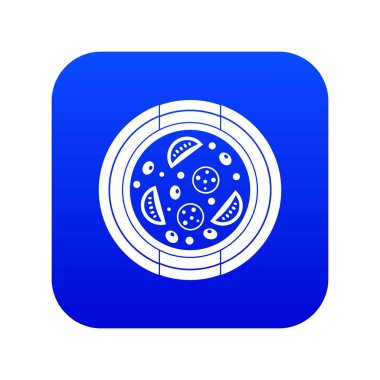 Pizza sosis, domates ve zeytin simgesi olan dijital mavi