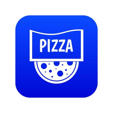 Pizza rozet veya tabela simgesini dijital mavi