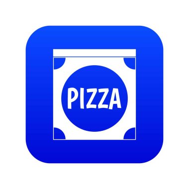 Pizza kutusu kapağı simgesi dijital mavi
