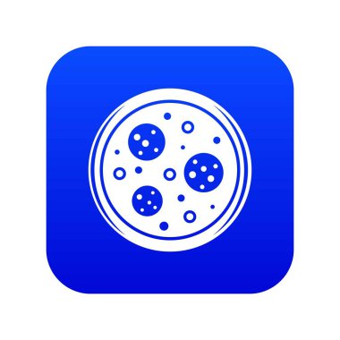 Sosis ve zeytin simgesi olan lezzetli pizza dijital mavi