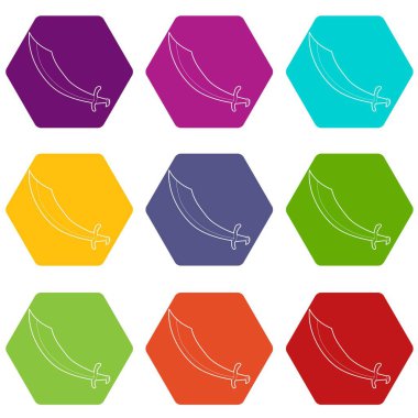 9 vektör hançer Icons set