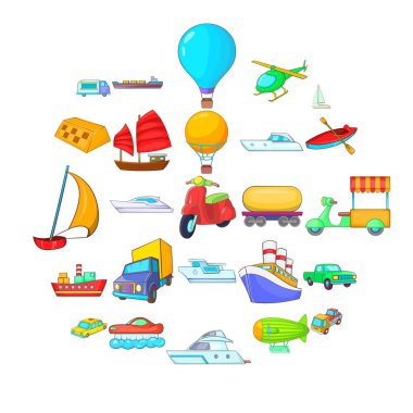 Açık dünya Icons set, karikatür tarzı