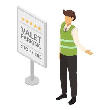Valet parking simgesi, izometrik stili