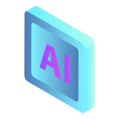 Akıllı AI işareti simgesi, izometrik stili